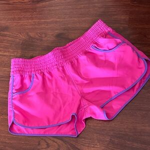 Quadrant Neon Pink Women's Athletic Shorts w elastic waist & front/back pockets